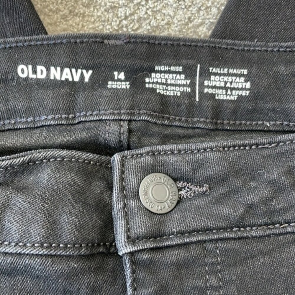 EC Old Navy High Rise Rockstar Super Skinny Black Jeans - Size 14S - Picture 4 of 5